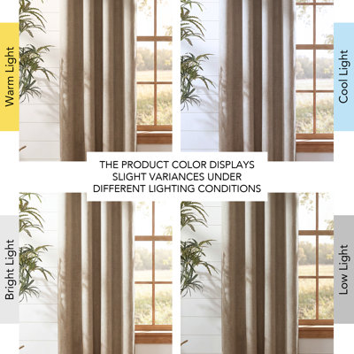 100% Blackout Linen Curtains for Bedroom, Burlap Linen Drapes with Thermal Insulated Grey Liner Grommet Noise Reducing Window Panels for Living room, 2 Panels