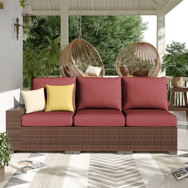 Patio Safo pour 3 personnes avec coussins, Rouge