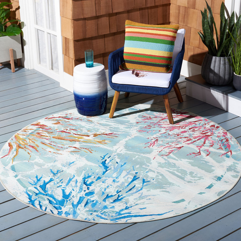 Kensal 500 Performance Abstract Indoor/Outdoor Area Rug, Round 6'6"