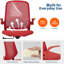 Chaise rouge avec accoudoirs rabattables, chaise de bureau en filet respirant avec support lombaire, chaise d'ordinateur pivotante réglable-484902489