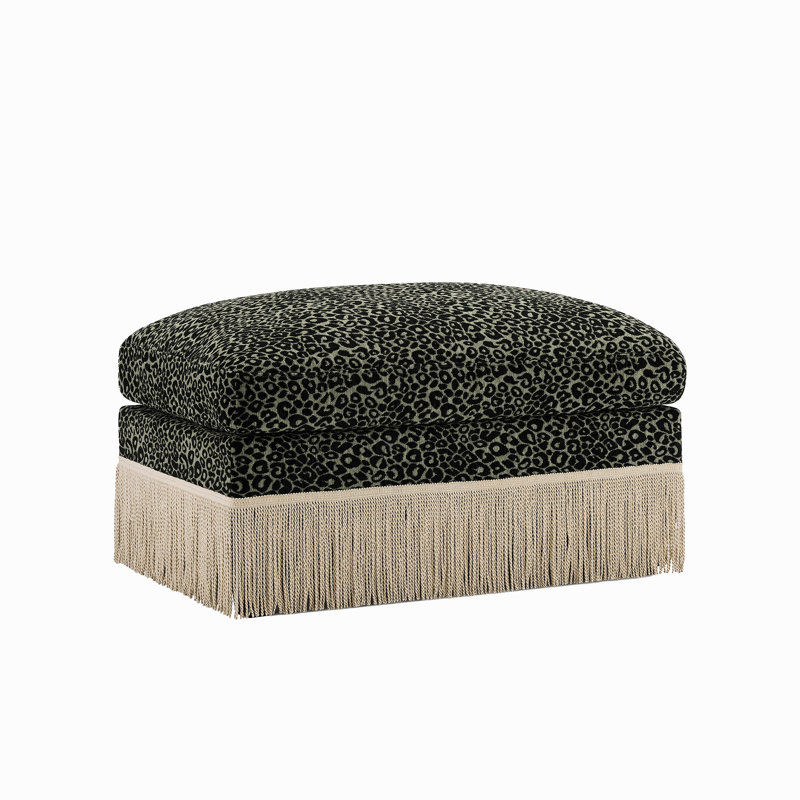 Ottoman Leopard Chenille -Green Black, Black/Green