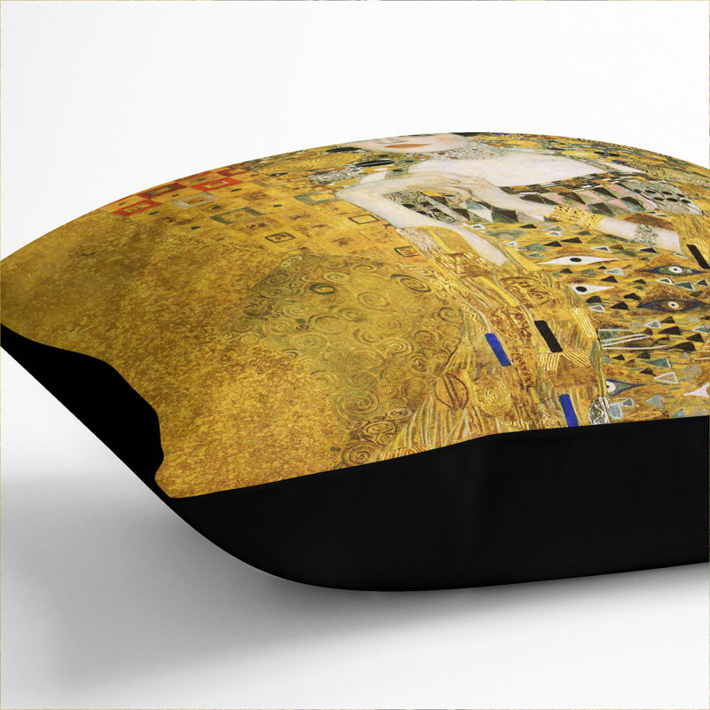 Adele Bloch-Bauer Square Throw Cushion, Black, 40cm H x 40cm W x 15cm D
