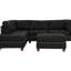 3 pièces Canapé modulaire en polyfibre noir avec méridienne réversible