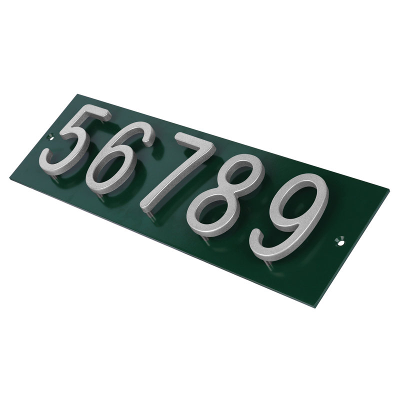 Plaque d'adresse horizontale AMGO, Argent argent, Vert, Oui