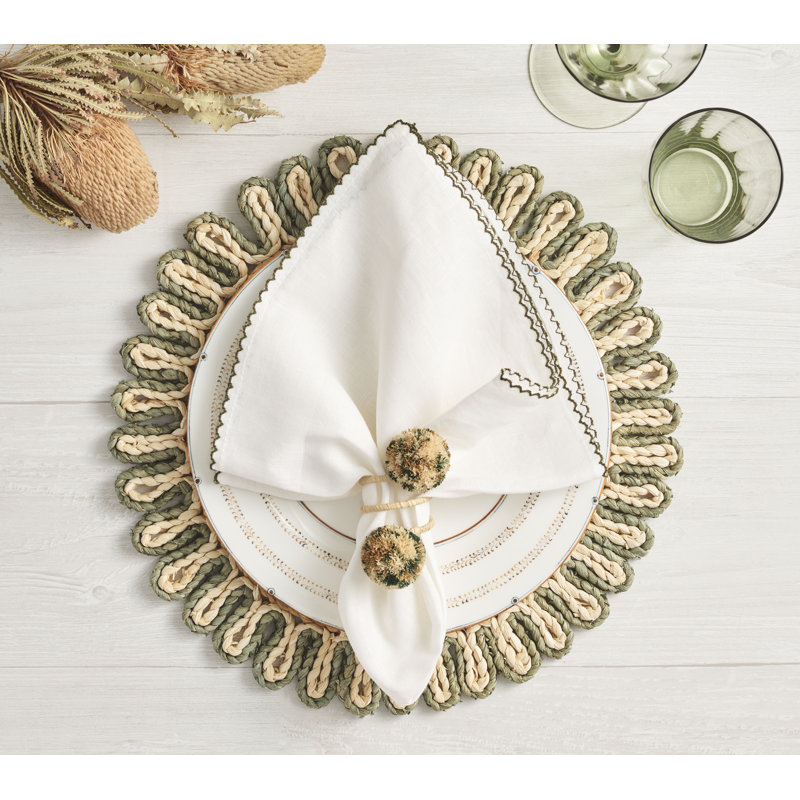Casbah Napkin, White/Green