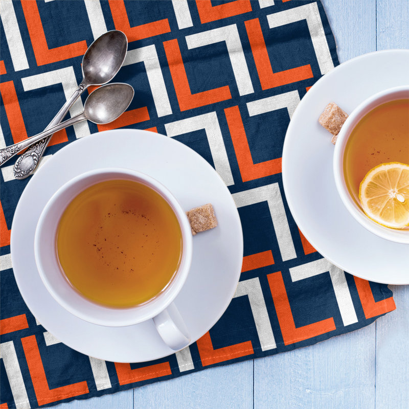 Denver Tea Towel Kitchen Towel, Polyester, Orange/White/Blue