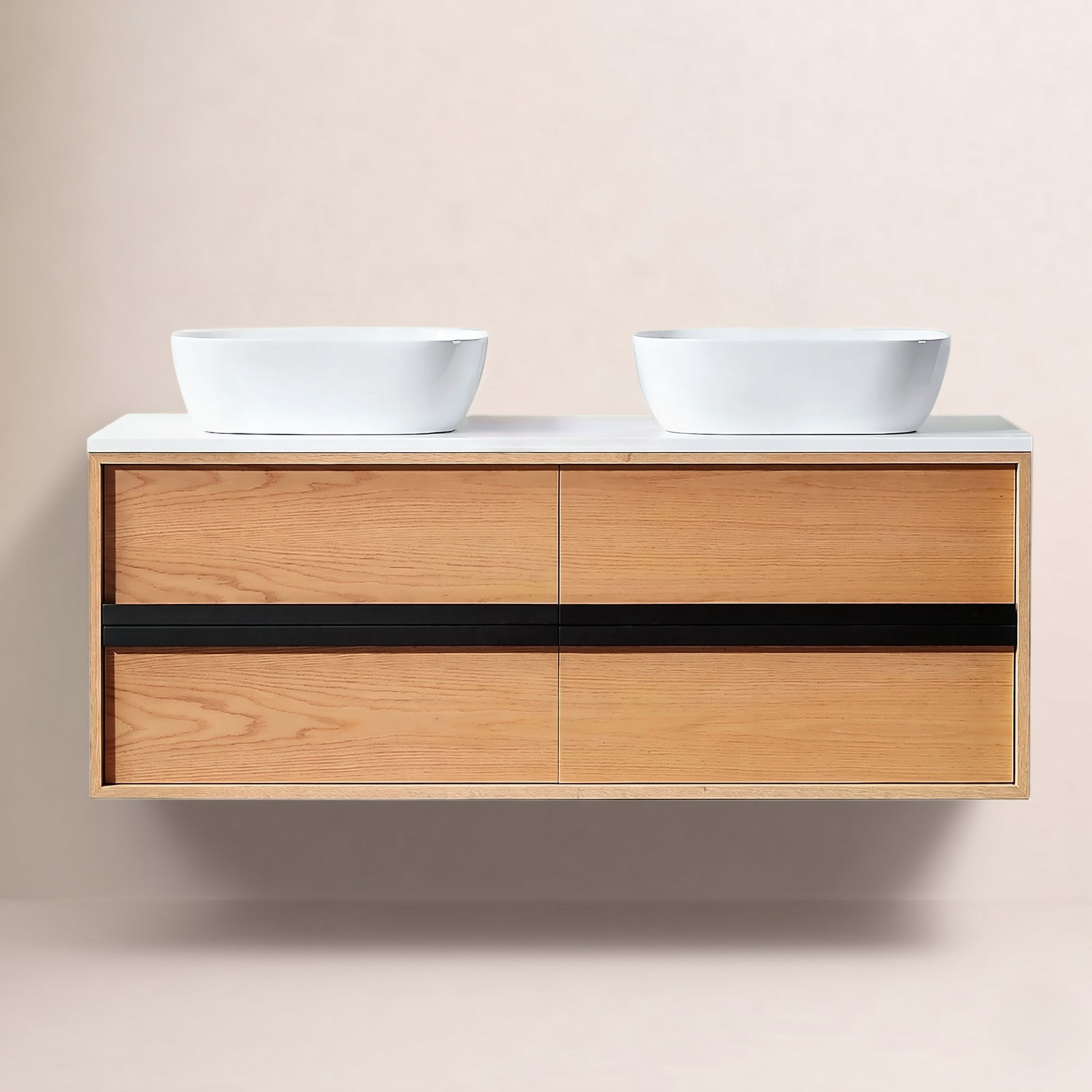 Sintra 55" Eucalyptus Double Bathroom Vanity, Whitewash
