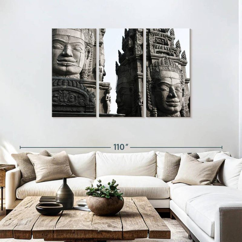 Nicci Angkor Stone Head Statues, 48" H x 74" W