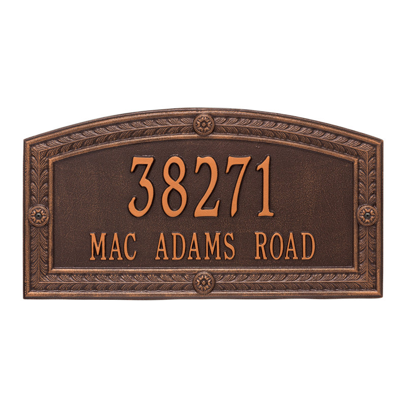 Plaque d'adresse murale sur 2 lignes Hamilton, Cuivre antique, Oui