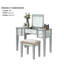Coiffeuse de style transitionnel avec tabouret, idée de maquillage en bois massif, 3 tiroirs de rangement, miroir central de 5 mm, finition argentée, idée de décoration de chambre 1 pièce et schéma de caractéristiques, schéma alternatif