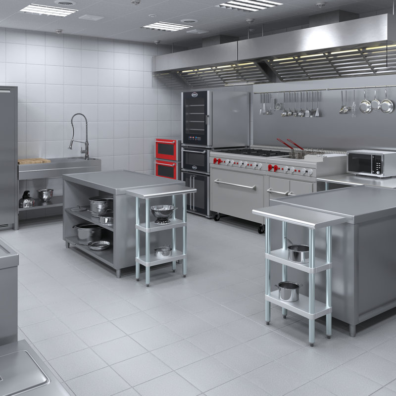24" Stainless Steel Work Table with Galvanized Shelves
