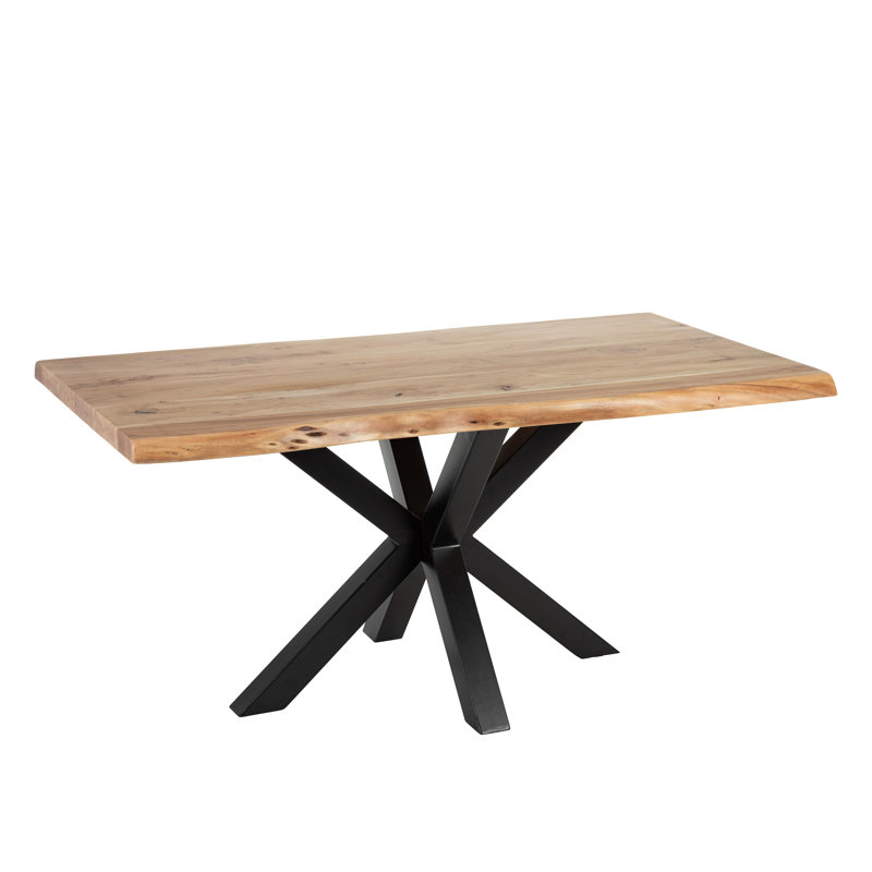 Kairon Acacia Rectangular Wood Top Dining Table with Iron Base