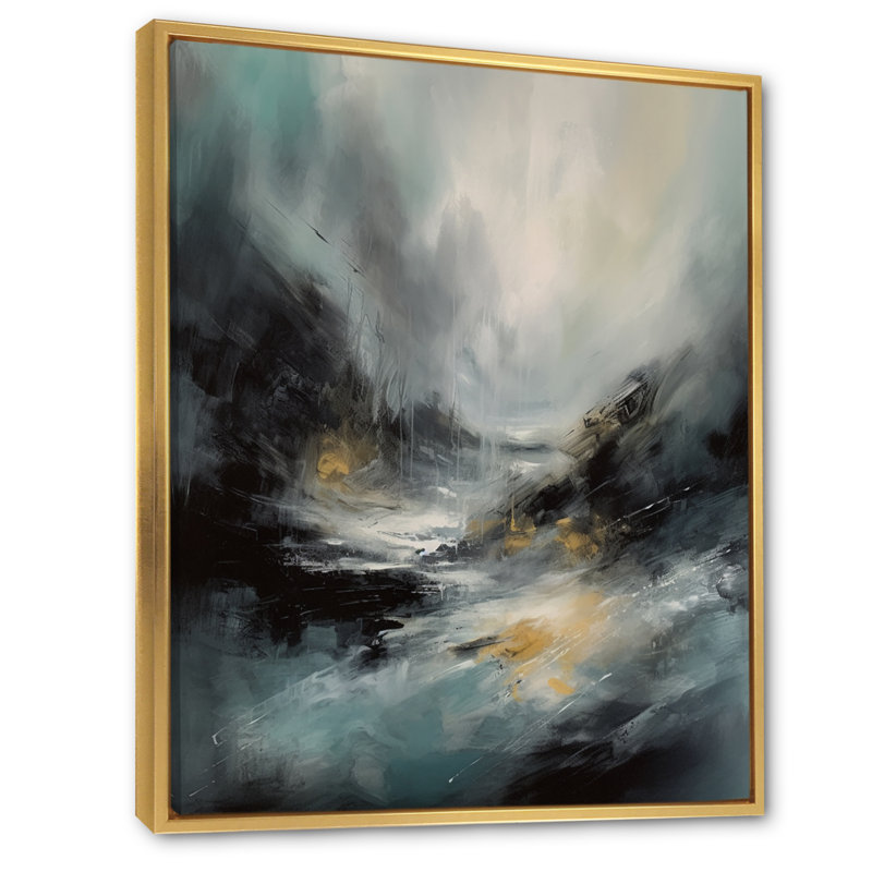 Brescia Abstracted liquide mouvements III, H 44 po x l 34 po x P 1,5 po, Cadre flottant doré