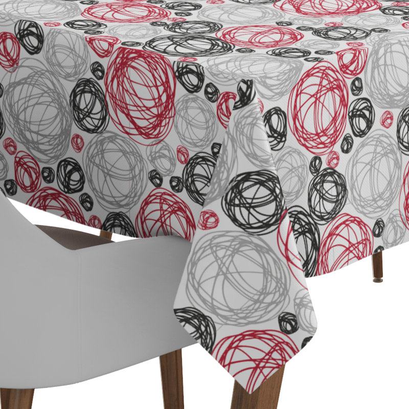 Nappe Dunwich, 120 po x 52 po, Blanc / rouge / gris
