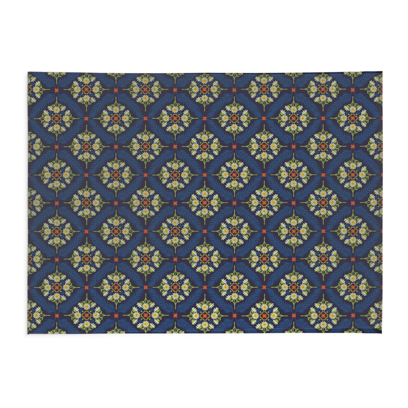 Tapis de cuisine antidérapant Eden, Rectangle 5 pi x 7 pi, Bleu