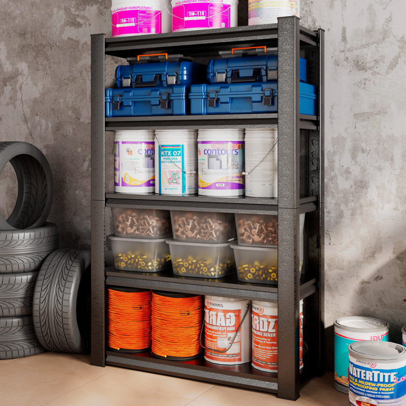 Étagère réglable en métal robuste à 5 niveaux pour tablettes de garage, H 72 po x l 35 po x P 16 po