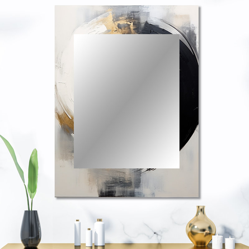 New Balance Dreams Abstract Gold And Black I - Abstract Painting Decorative Wall Mirror, Gold Mirror, Printed Metal Art