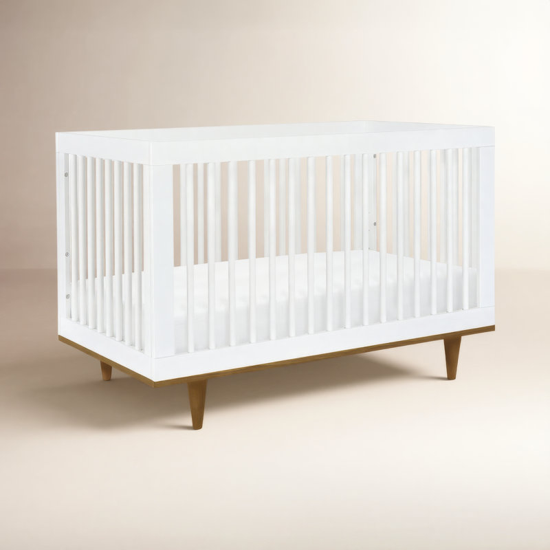 Lit de bébé convertible 3-en-1 Marley, Blanc/noyer, Crib