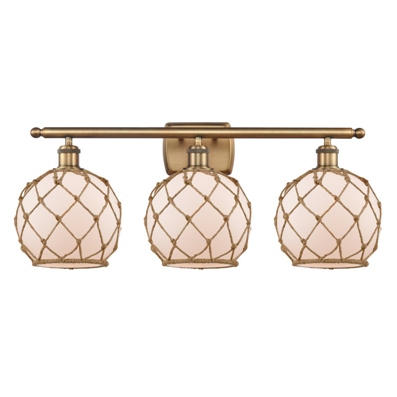 Éclairage pour salle de bain 3 lumières à intensité variable Appling, Blanc / Brun, Laiton brossé, Ampoule DEL 6 watts Vinage