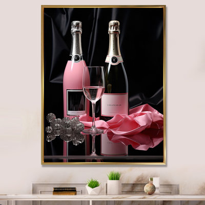 «Salsburg Pink Fashion Bag And Champagne III», reproduction d'art sur toile