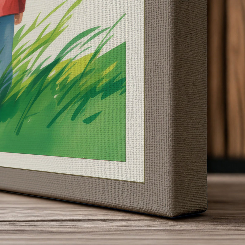 Figure in Red Retro - Wrapped Canvas, 30x20 - 76.2 x 50.8 cm, Taupe Border
