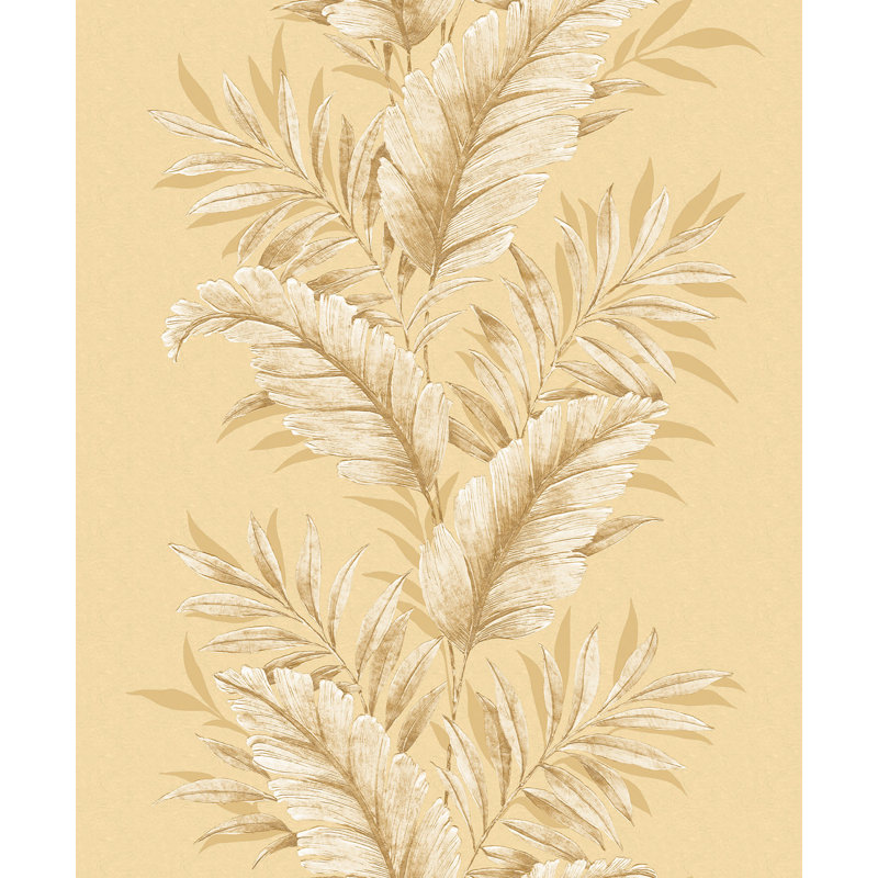 Palazzo Fern Stripe Wallpaper Roll, Gold/White