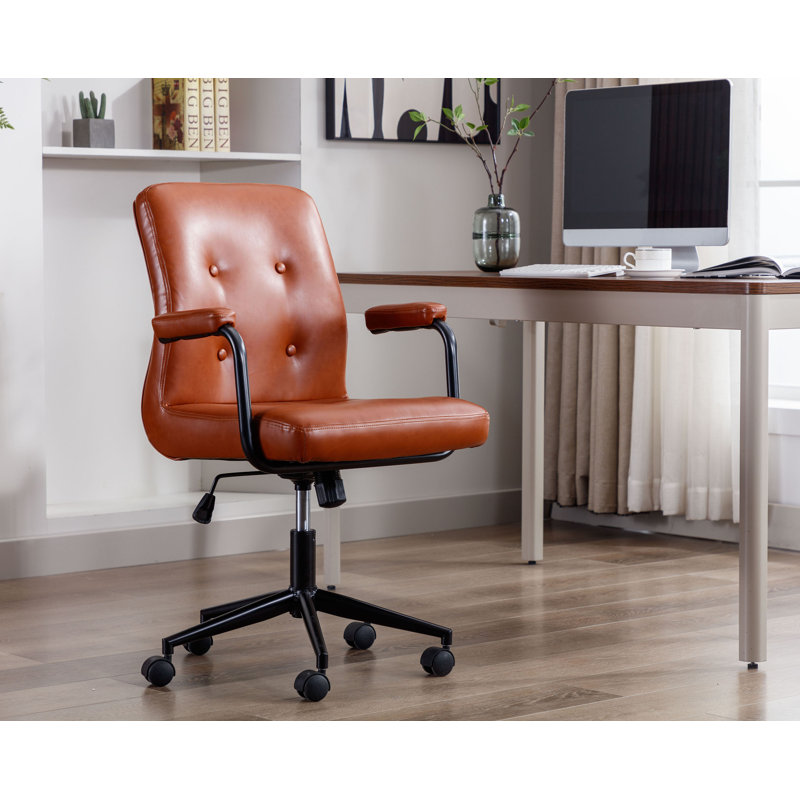Chaise de bureau en similicuir Edelfriede, Brun