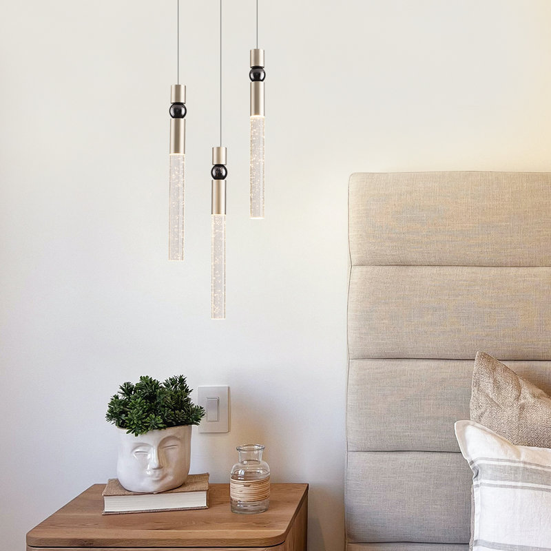 3 - Light LED Cluster Pendant, Brushed Nickel