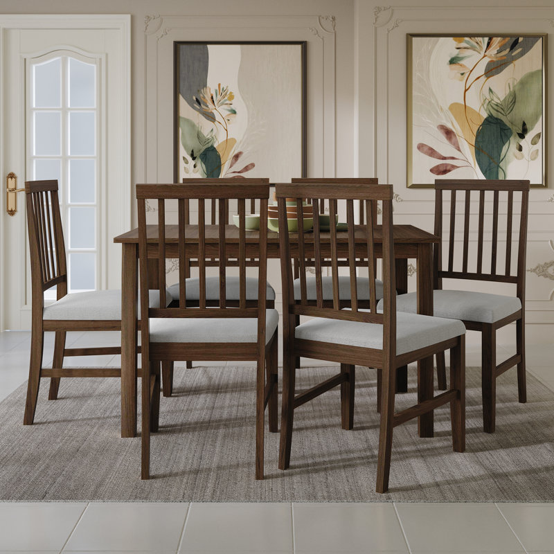 Ensemble de salle à manger Nivens, 7 pièces : table, 6 chaises, Brun