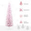 Arbre de Noël artificiel enneigé 6 pi, arbre de Noël mince avec branches réalistes et base en plastique pour décoration d'intérieur, rose