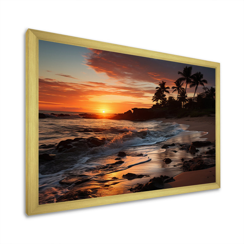 Dominicain Coastal Twilight - impression, H 12 po x l 20 po x P 1 po, Cadre doré à une seule photo