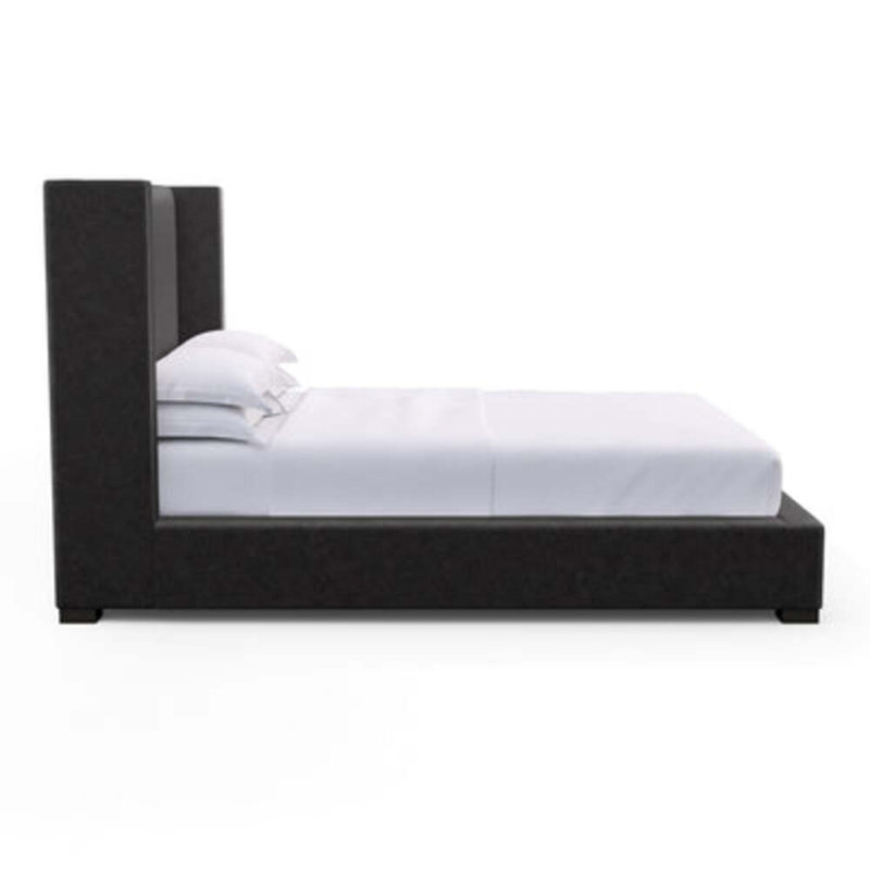 Roxborough Upholstered Wingback Bed, Queen, Distressed Leather Black Jack, Weathered