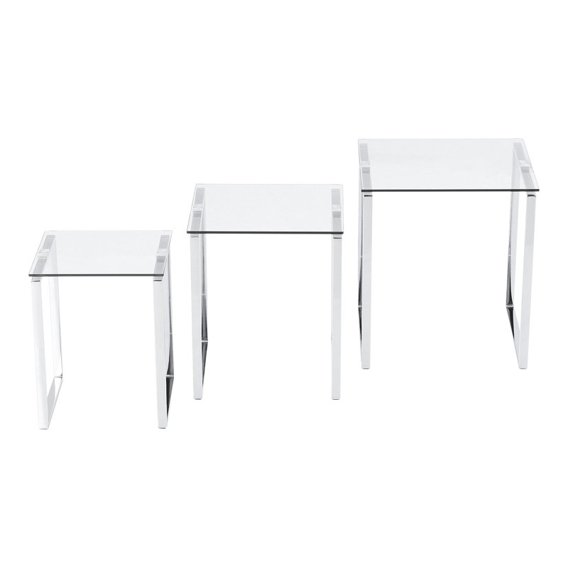 Adcock Glass Top Sled Nesting Tables