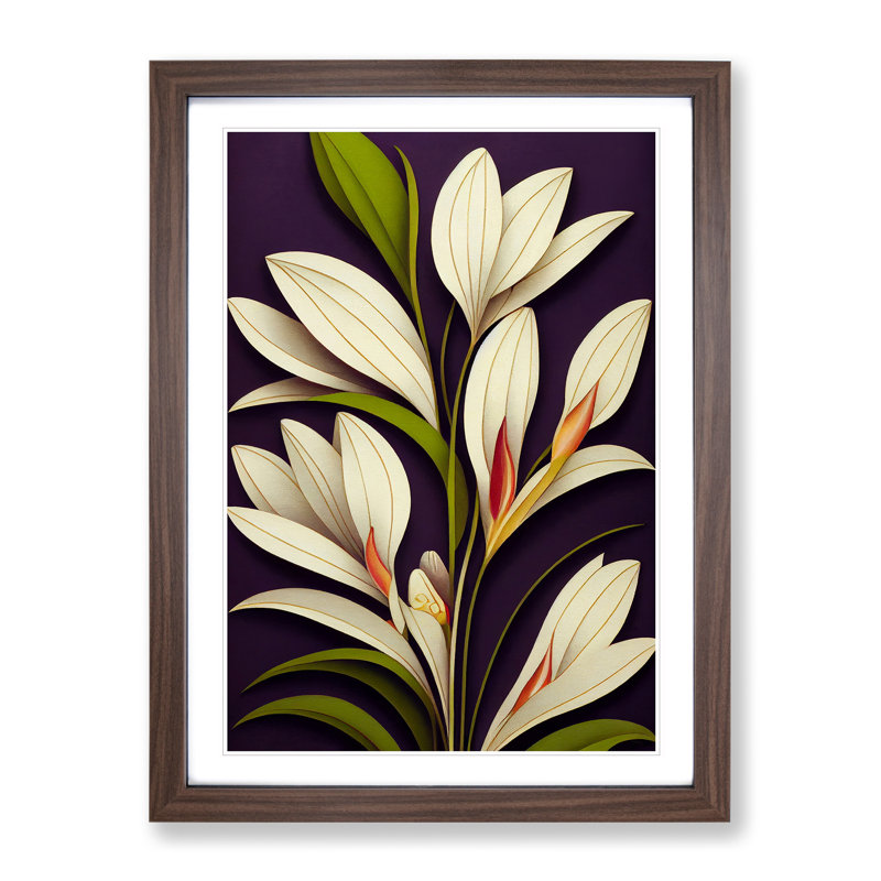 The Gorgeous Flower 1 Piece Single Picture Frame Wall Art, 46cm H x 34cm W x 2cm D, Walnut Framed