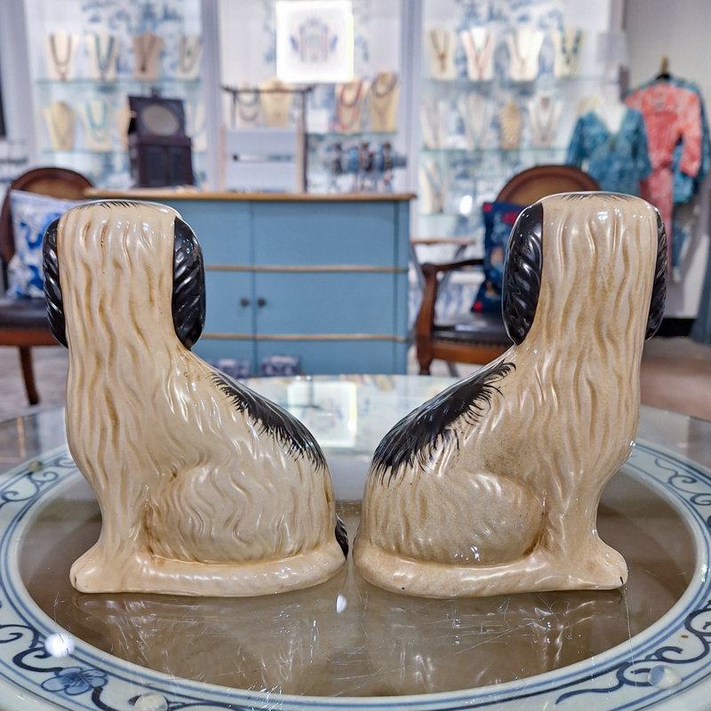 Staffordshire Style Black Dog Figurines Pair