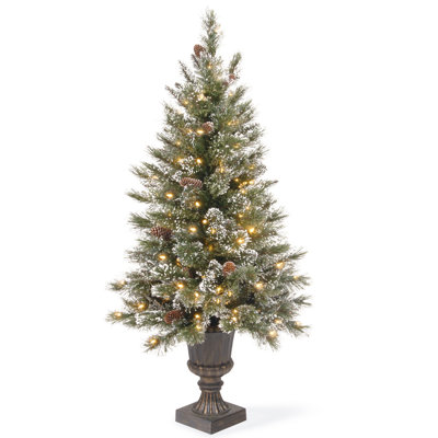 4 ft. Glittery Bristle Pine Entrance Tree with Twinkly LED Lights