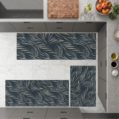 Tapis de cuisine lavables antidérapants à motif de feuilles