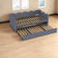Canapés extensibles multifonctionnels, tissu à carreaux bleus, bois et métal, style moderne pour la maison