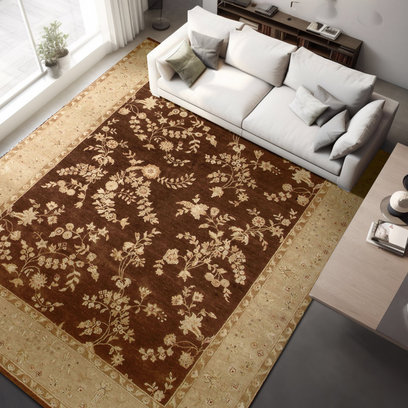 Hand Knotted Oriental Area Rug in Brown/Beige, Runner 3' x 22'
