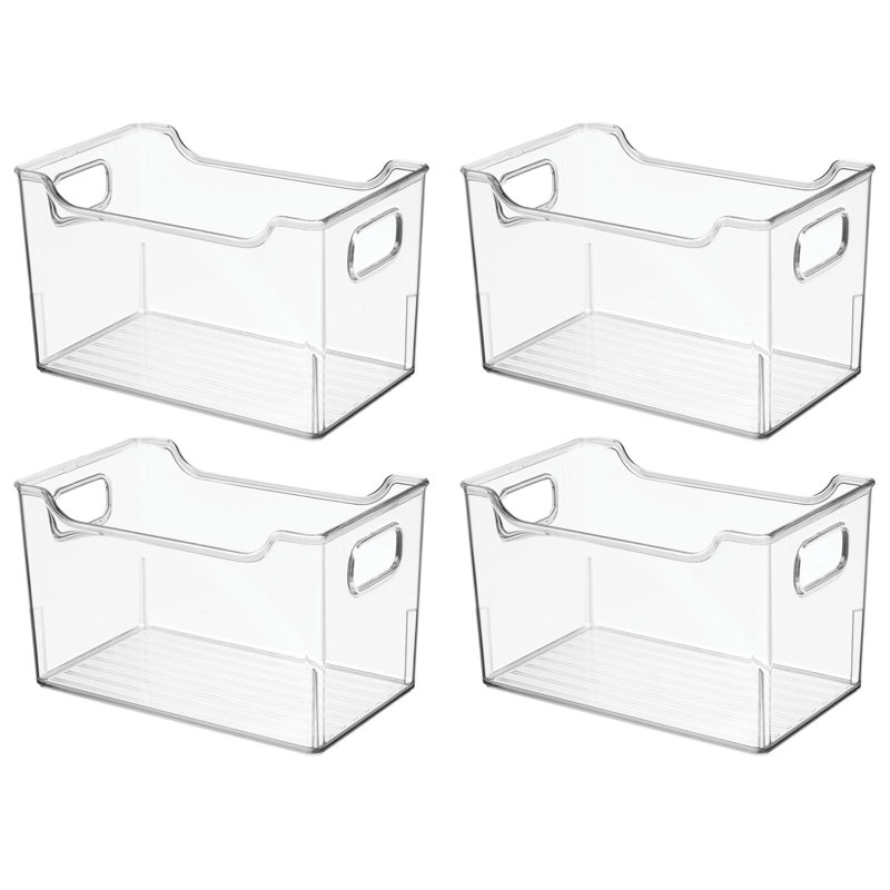 Mdesign Deep Plastic Office Storage Organizer Bin With Handles - 2 Pack - Clear, 4.00
