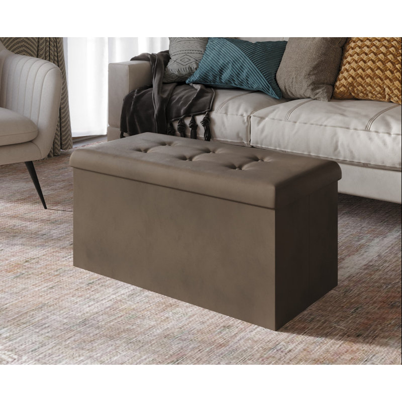 Millett Upholstered Storage Bench, Suede Brown