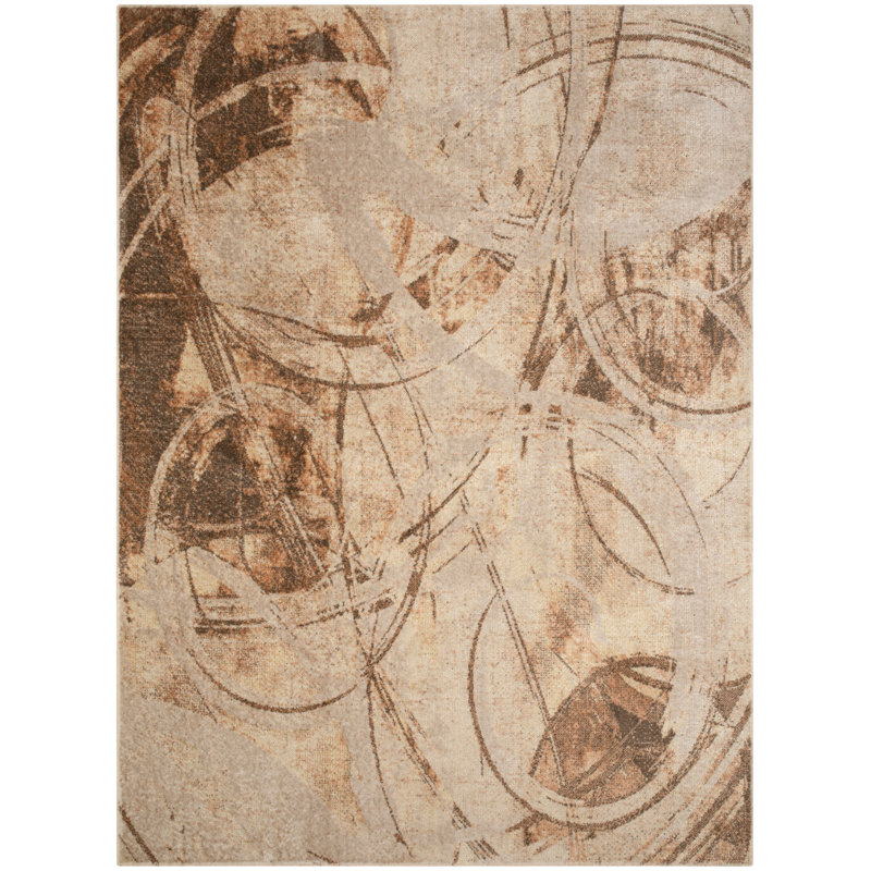 Astra Machine Washable Beige Modern Indoor Rug, Rectangle 5'3" x 7'
