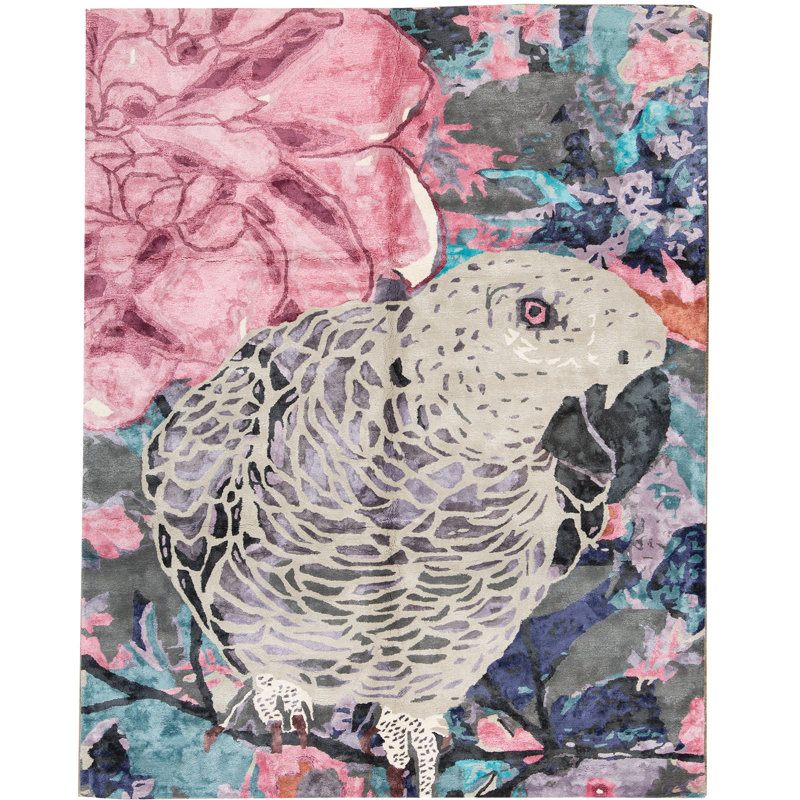 Hand-Knotted High-Quality Gray and Multi-Colored Area Rug