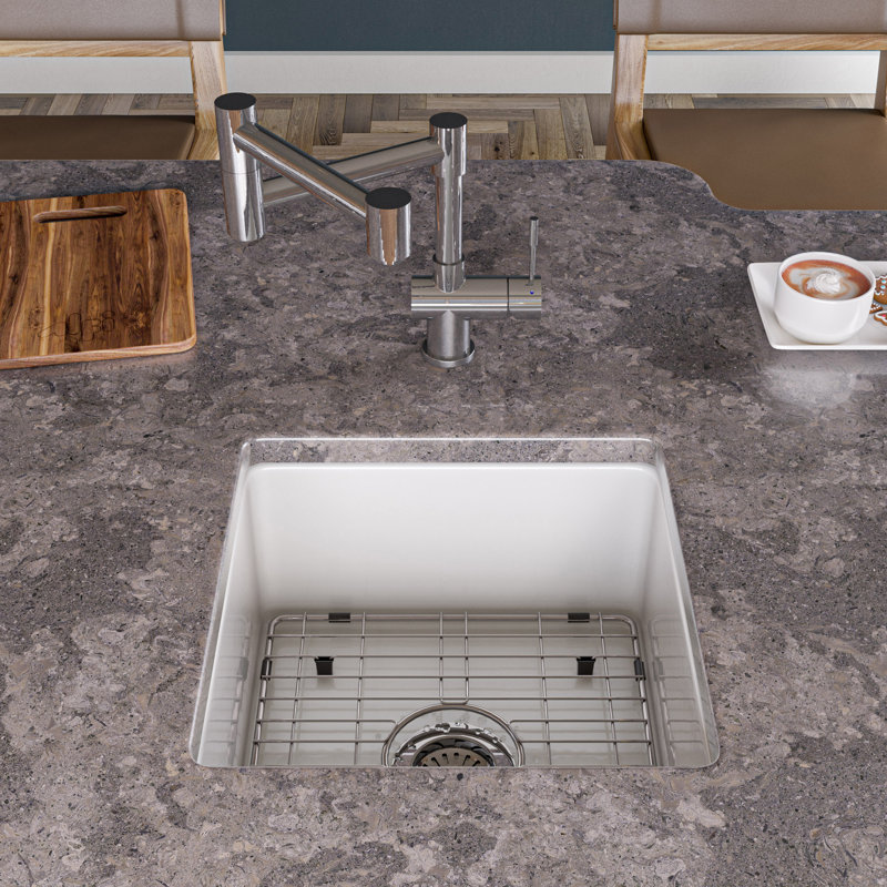 Évier de cuisine encastrable L 18 po x l 18 po, Blanc