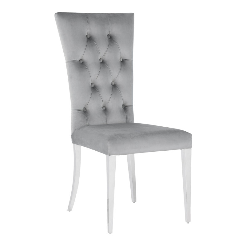 Chaise d'appoint en velours capitonné Hastie, gris