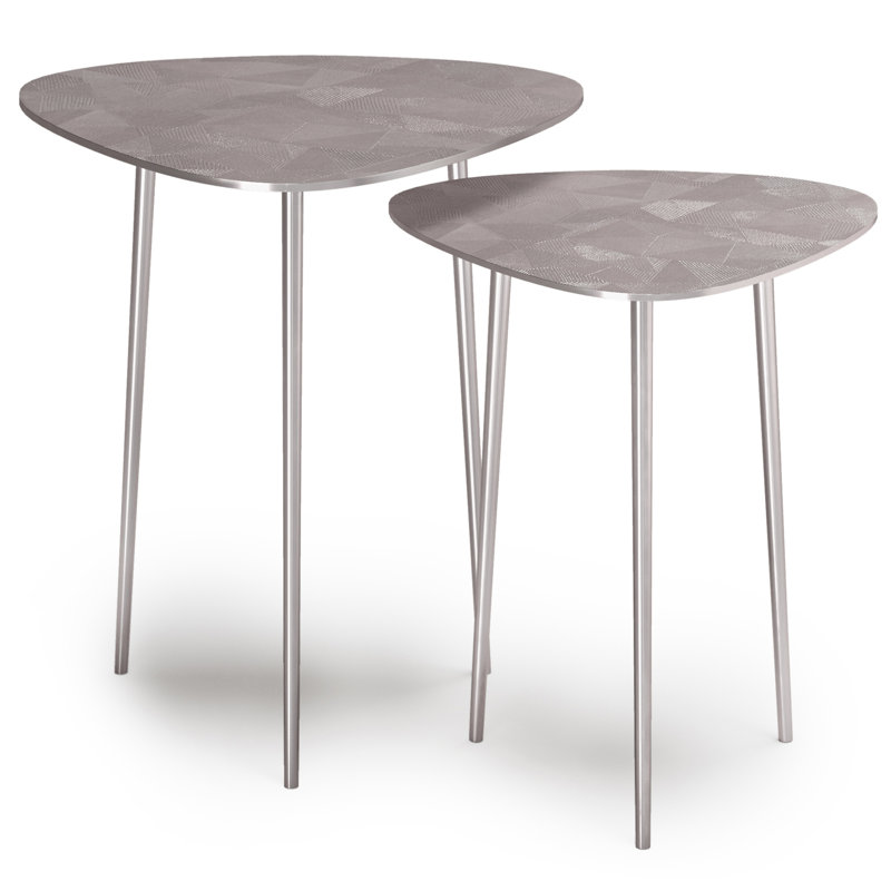 Table gigogne en métal nickelé (2 pièces)