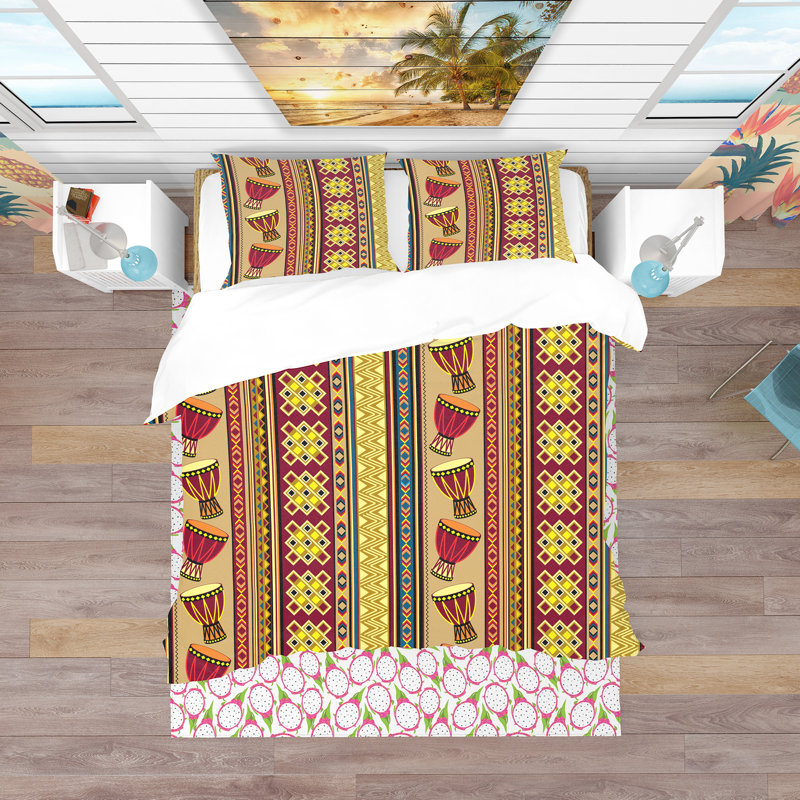 Ensemble de housse de couette tropical, Housse de couette très grand + 2 taies décoratives