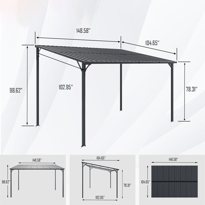 Pergola avec toit incliné en acier galvanisé