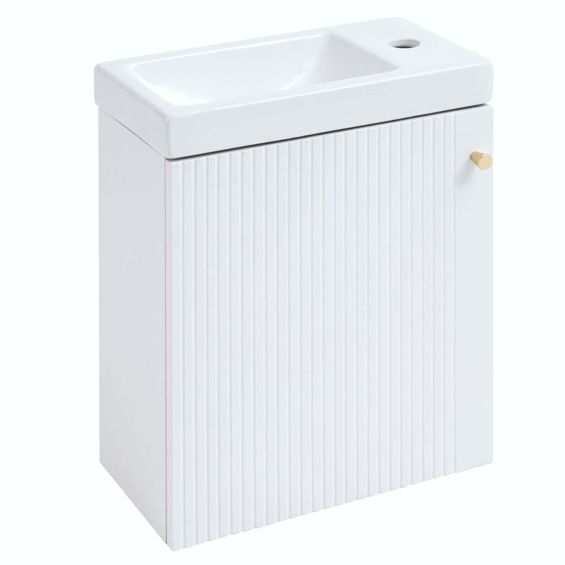 Meuble-lavabo simple 15,94 po avec plateau en céramique Aarvik, Blanc