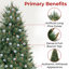 Sapin de Noël artificiel vert fané préilluminé de 1,37 m (4,5 pi) avec 373 extrémités de branches, 130 lumières incandescentes blanc chaud et un support en métal-1657846271